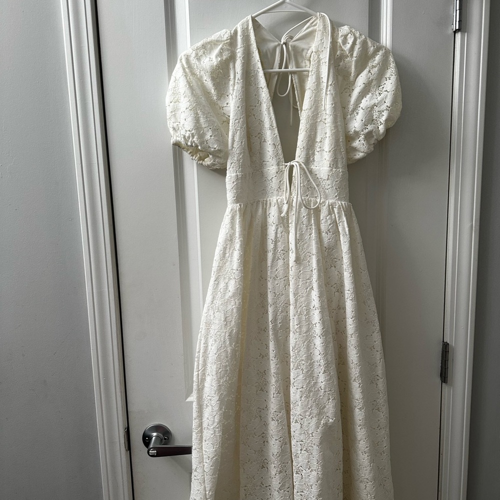 Storia white lace midi dress